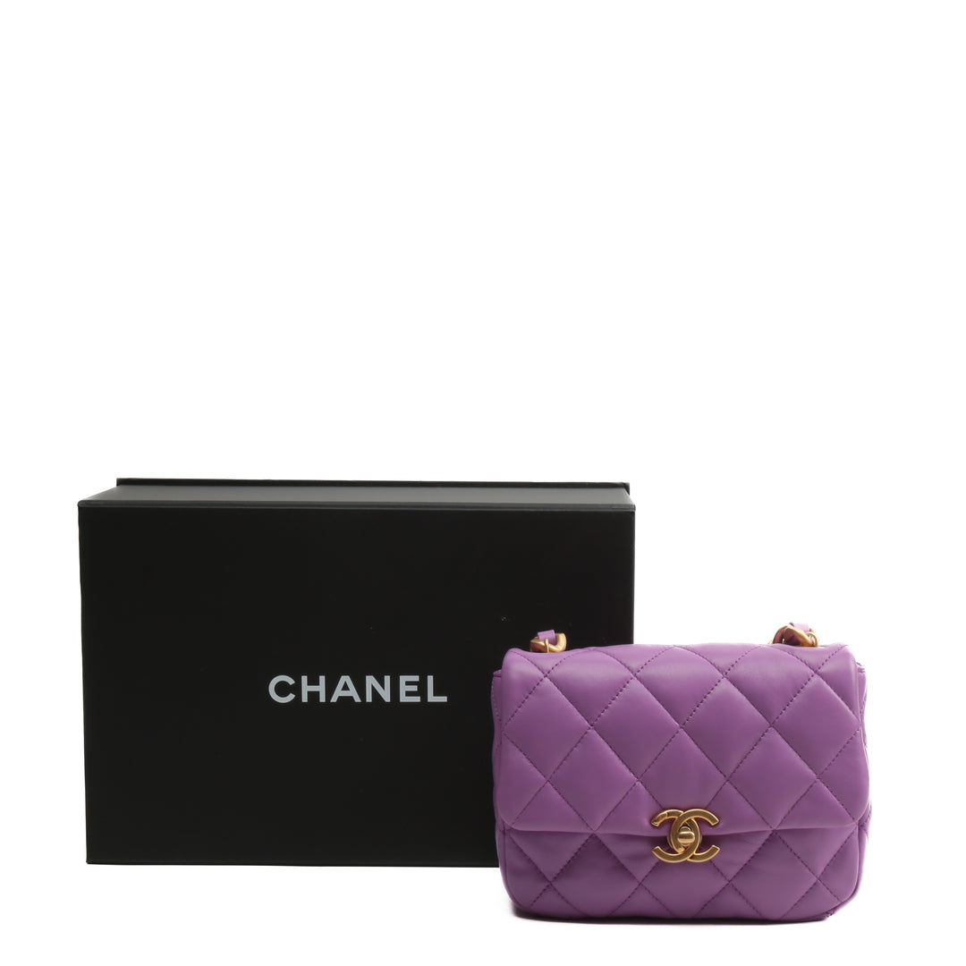 Bolsa de colgajo de cadena de caramelo de Chanel - Purple