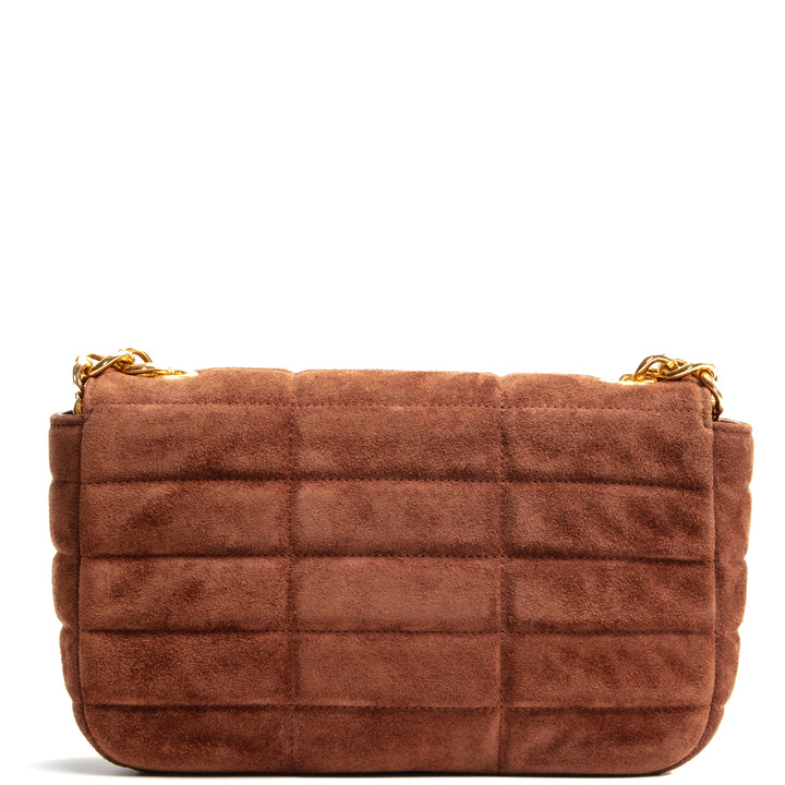 Celine Monocromio Matelasse Suede Shoulder Bag- Brown Outlet Outlet Venta final