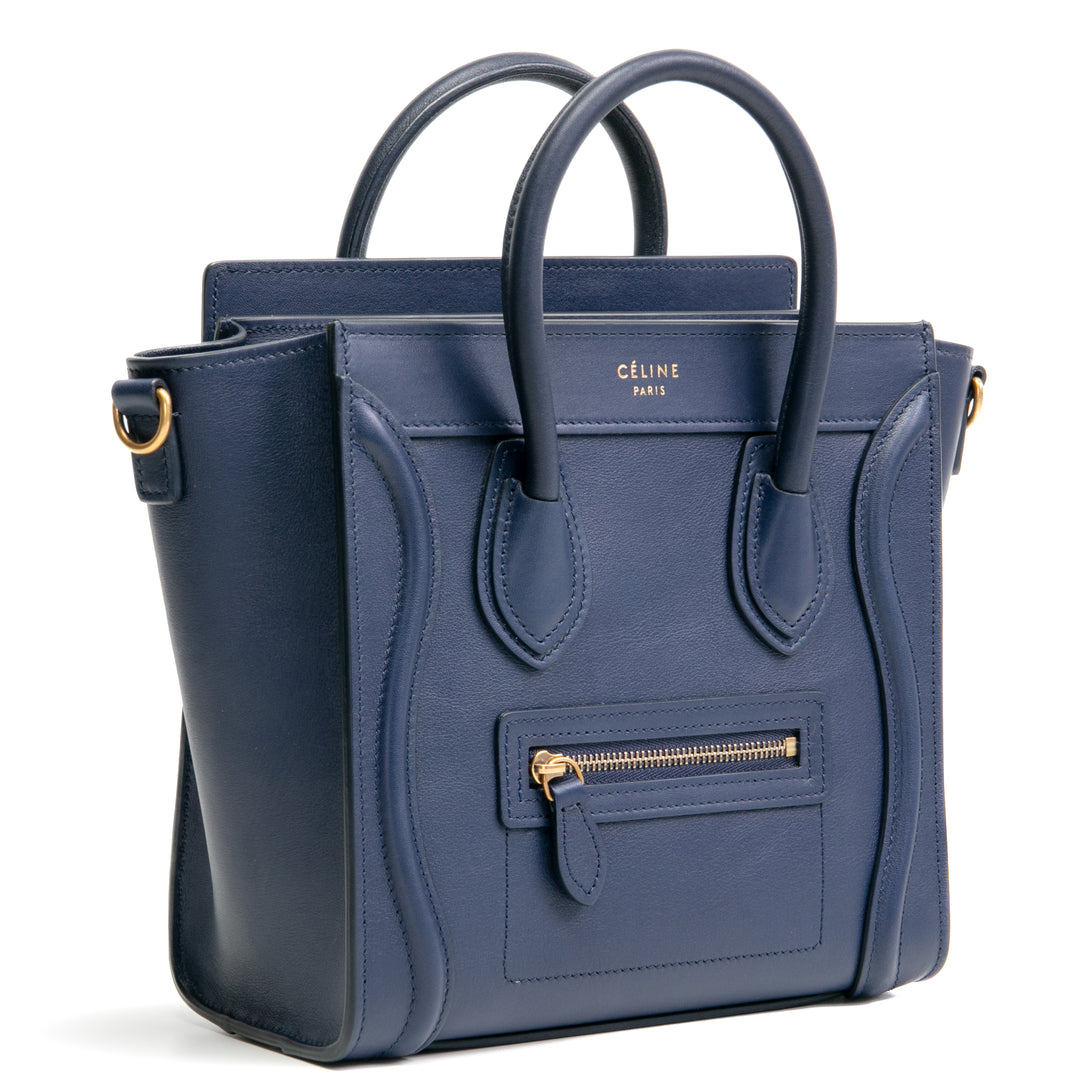 Bolsa de equipaje de piel de ternera lisa Celine - azul marino