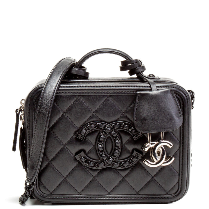 Bolso de hombro de tocador de incógnito de chanel cc - tan negro