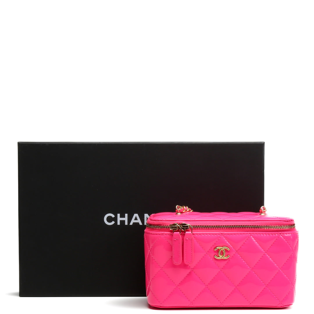 Chanel Patent Crush Vanity con cadena - Neon Pink