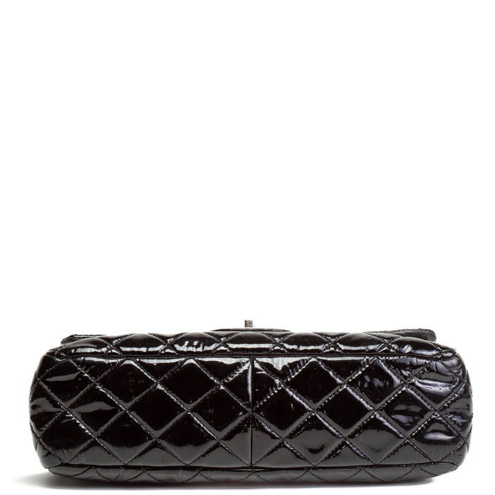 Flap simple de Chanel Jumbo - Black Patent Leather - Outlet Final Sale