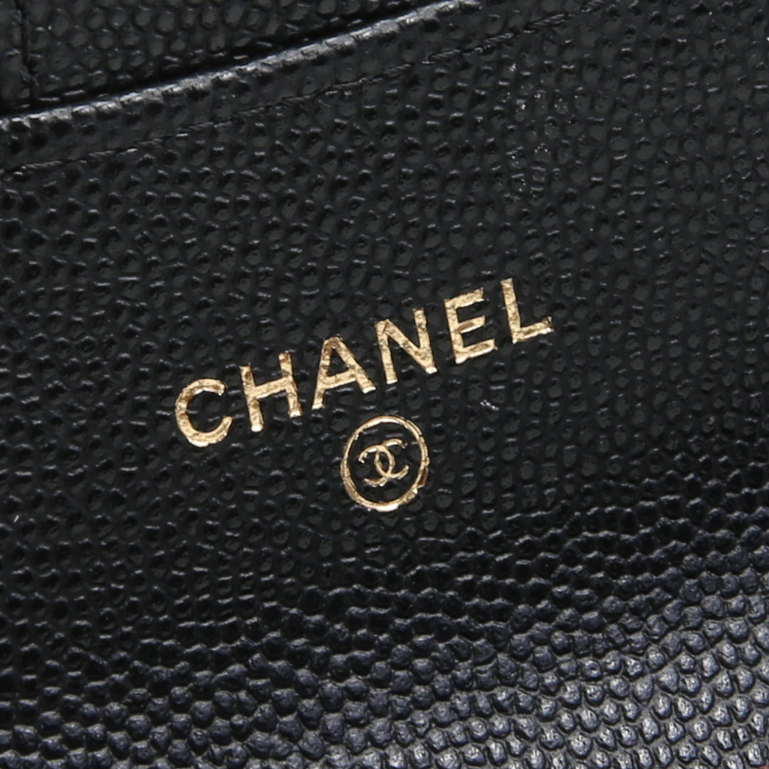 Billetera de titular de la tarjeta de chanel - negro