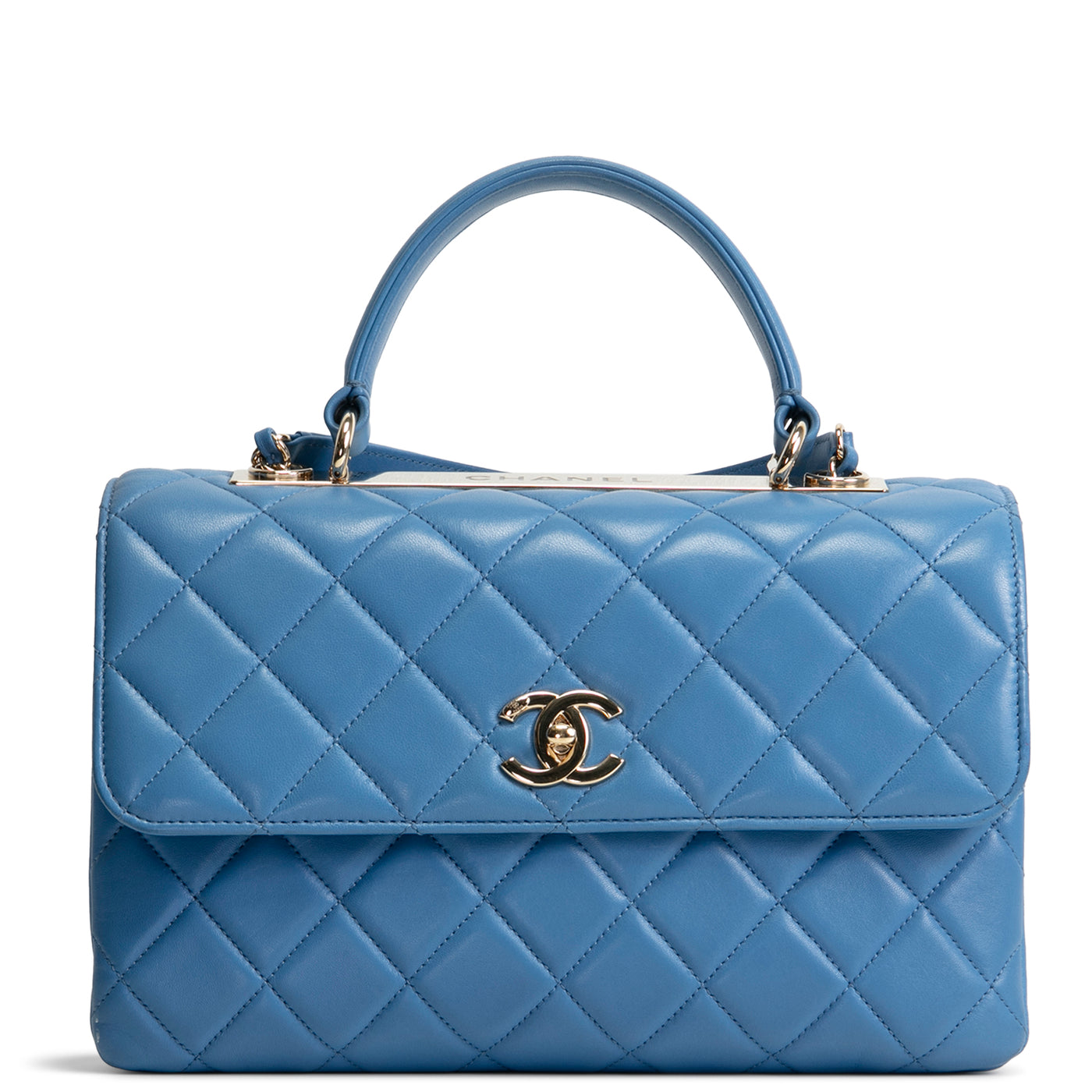 CHANEL Quilted Medium Trendy CC Flap Top Handle Bag - Blue