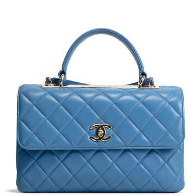 CHANEL Quilted Medium Trendy CC Flap Top Handle Bag - Blue