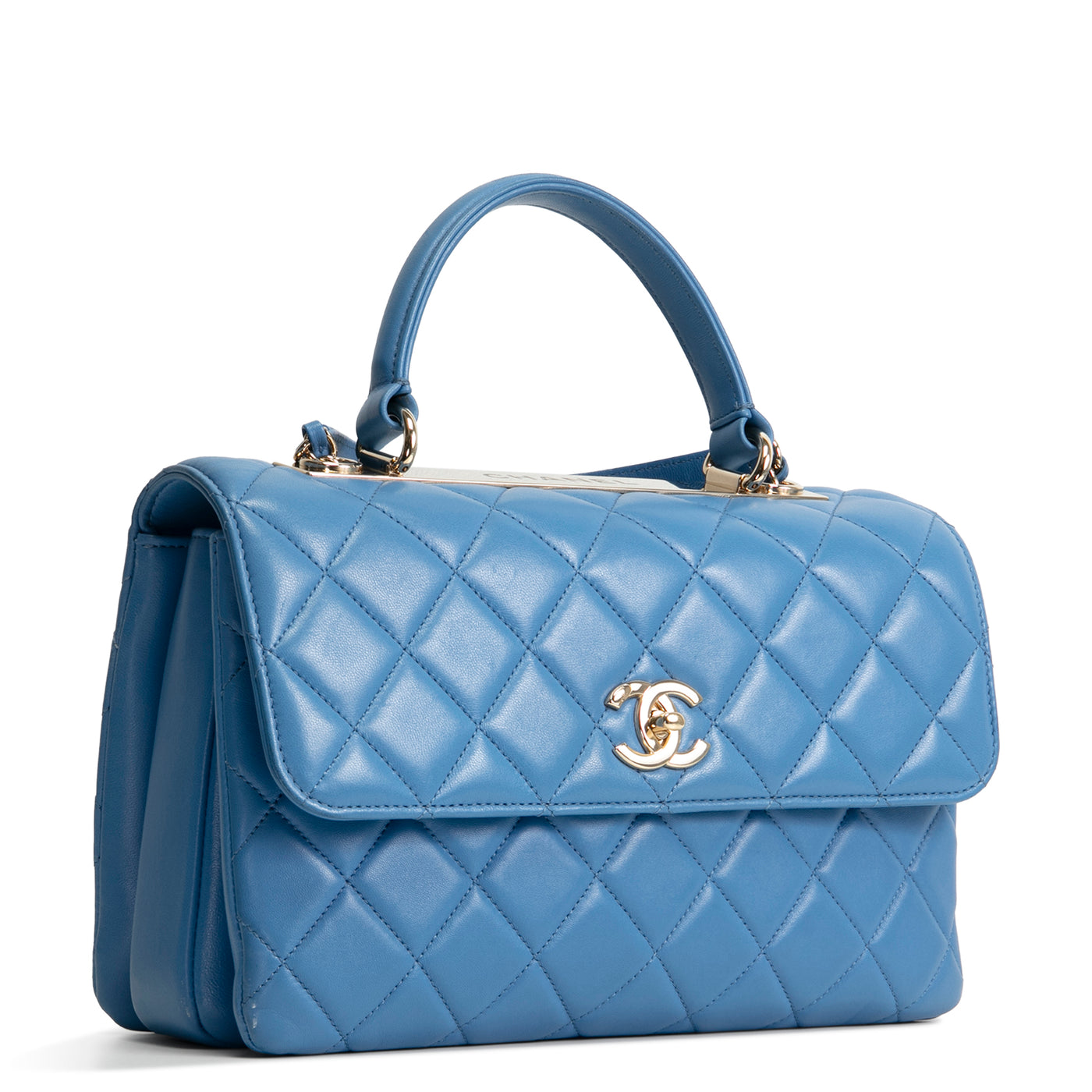 CHANEL Quilted Medium Trendy CC Flap Top Handle Bag - Blue