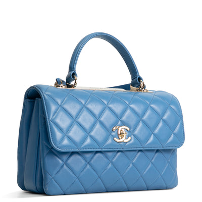 CHANEL Quilted Medium Trendy CC Flap Top Handle Bag - Blue