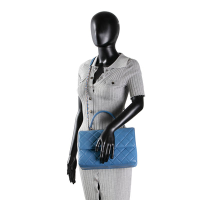 CHANEL Quilted Medium Trendy CC Flap Top Handle Bag - Blue