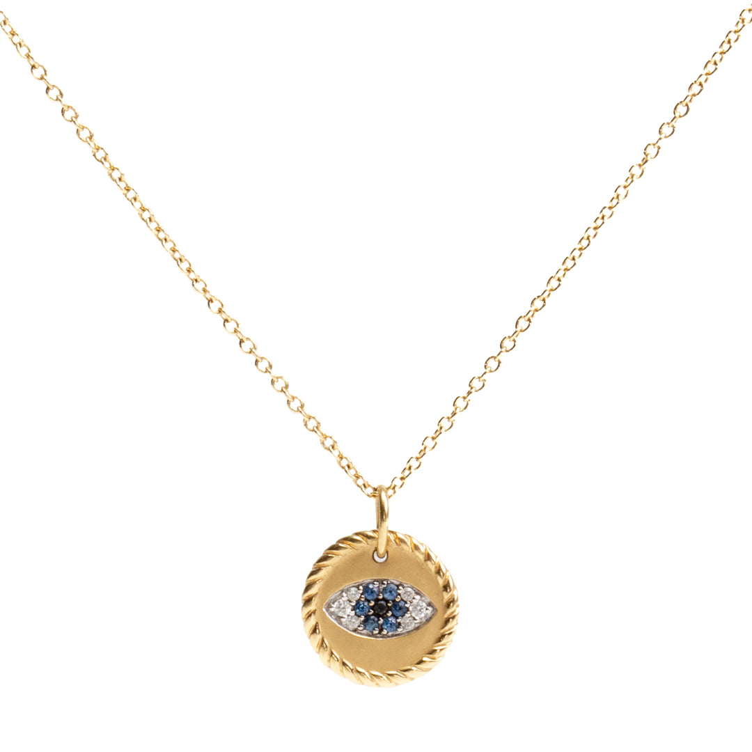 DAVID YURMAN 18K Sapphire & Diamond Evil Eye Pendant Necklace - FINAL SALE