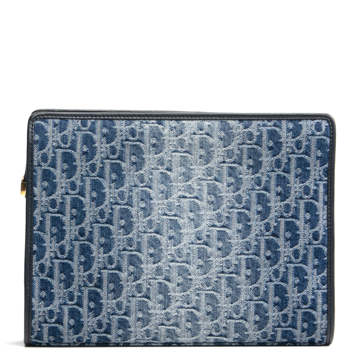 Christian Dior Denim Oblique 30 Montaigne Dea Pouch - Azul