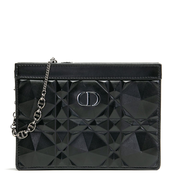 Dior Caro con cremallera con la cadena de diamantes Motif canglaros- Negro