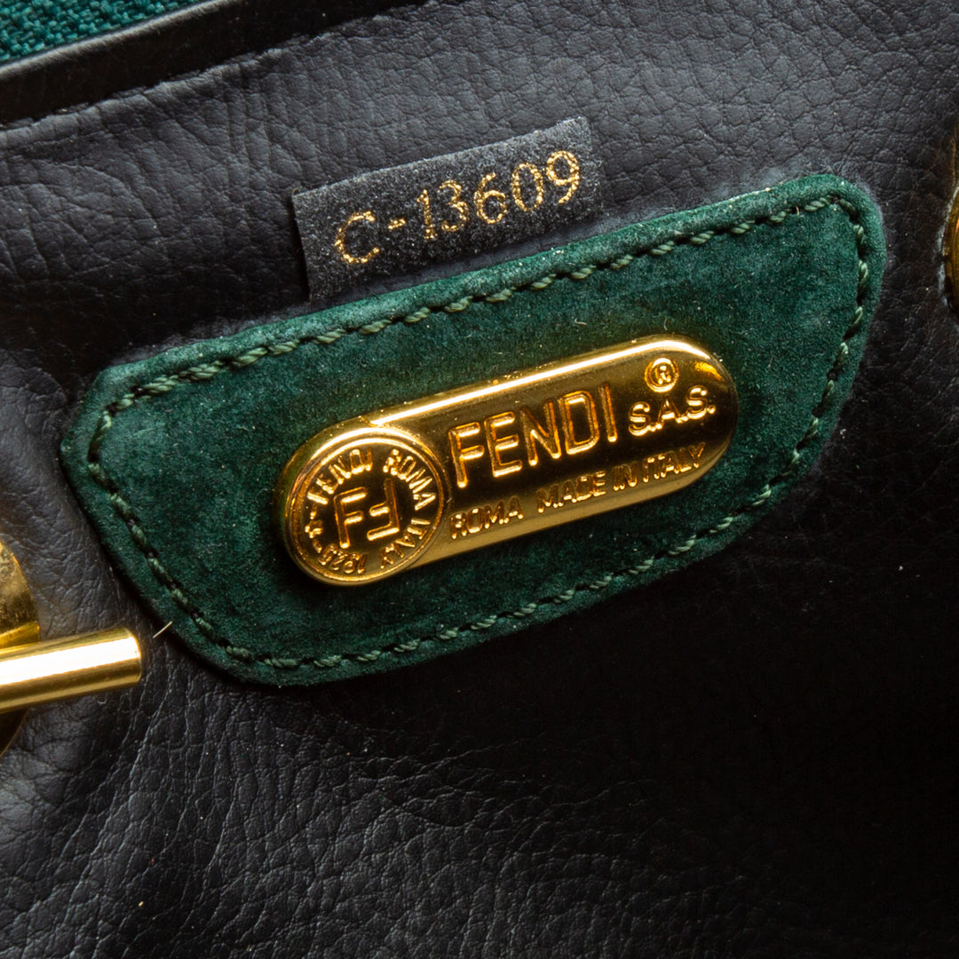 Fendi Vintage Spiral Pasta Suede Mini Bolsa - Verde - Outlet Final Sale