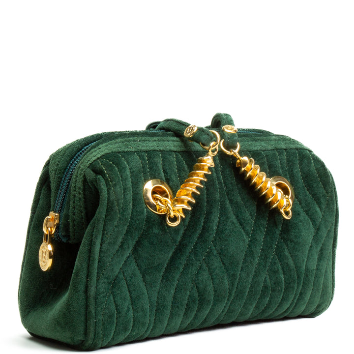 Fendi Vintage Spiral Pasta Suede Mini Bolsa - Verde - Outlet Final Sale