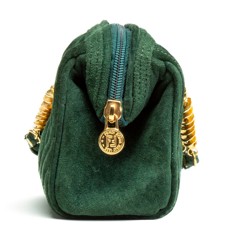 Fendi Vintage Spiral Pasta Suede Mini Bolsa - Verde - Outlet Final Sale