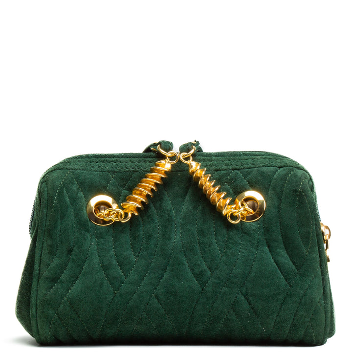 Fendi Vintage Spiral Pasta Suede Mini Bolsa - Verde - Outlet Final Sale