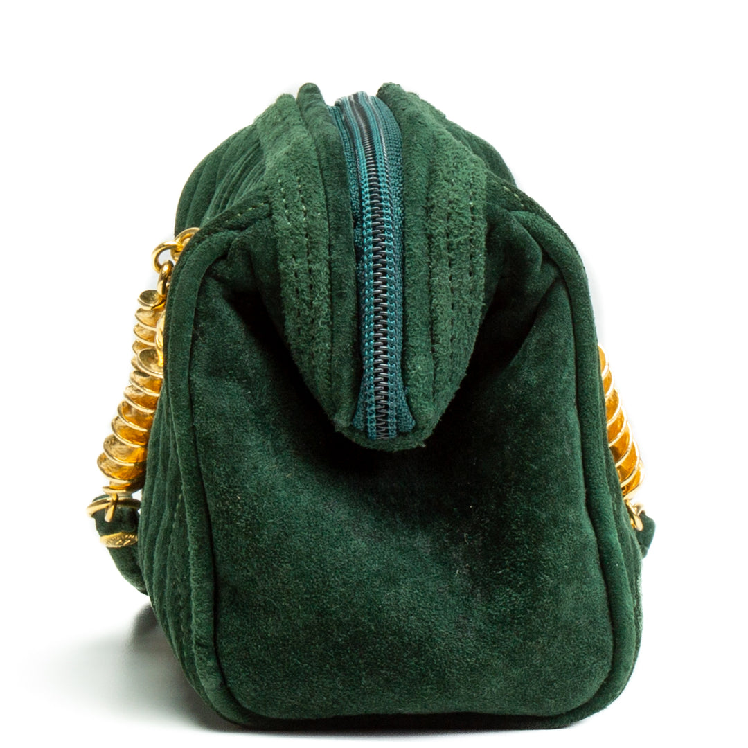 Fendi Vintage Spiral Pasta Suede Mini Bolsa - Verde - Outlet Final Sale