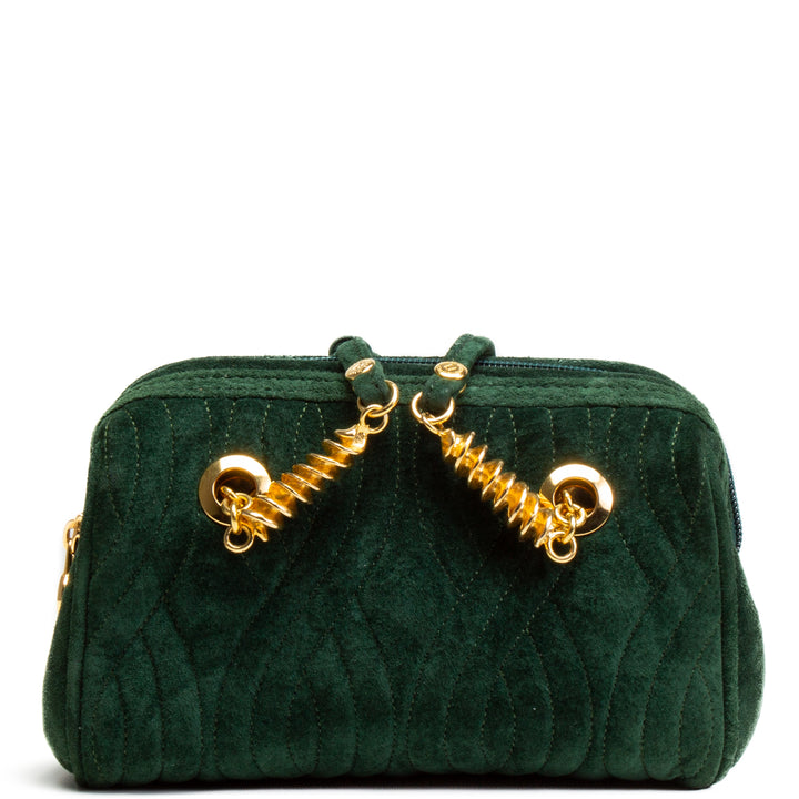 Fendi Vintage Spiral Pasta Suede Mini Bolsa - Verde - Outlet Final Sale