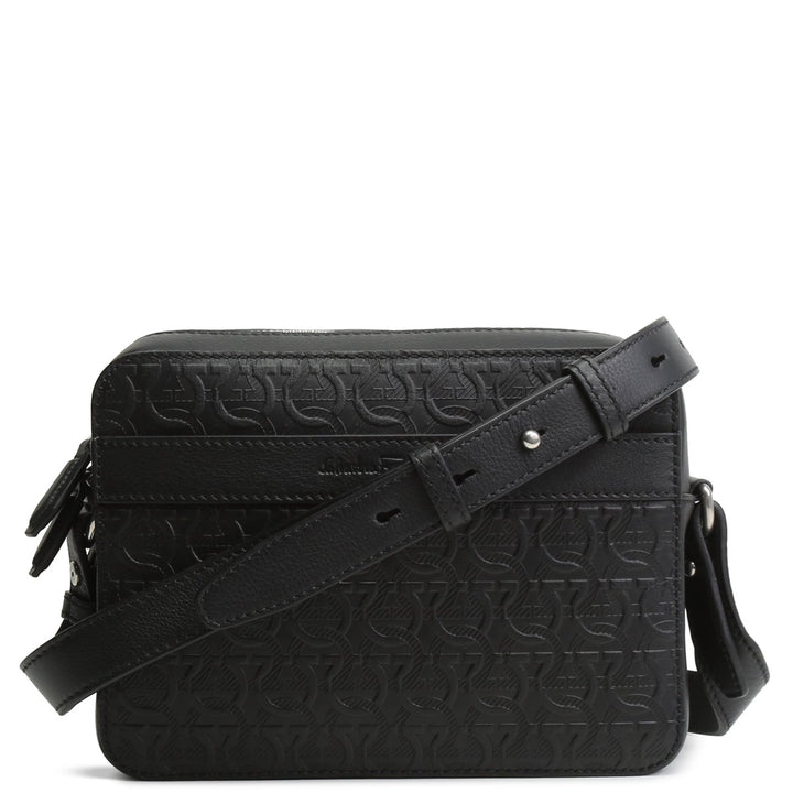 Ferragamo en relieve Gancini Crossbody - Negro