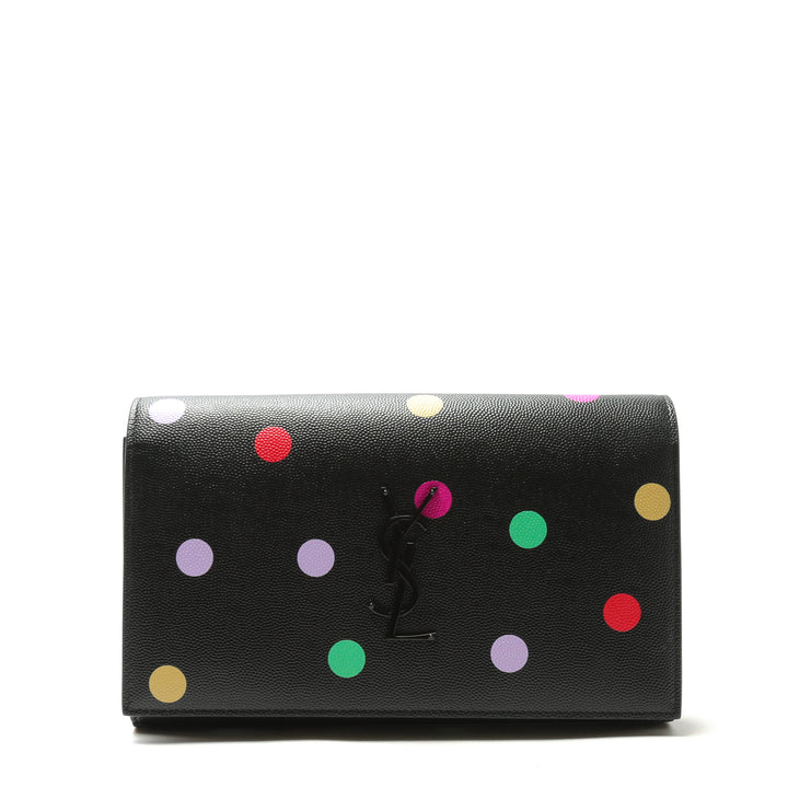 Saint Laurent Kate Small Monogram Polka -dot "confeti" billetera en la bolsa de cadena - negro