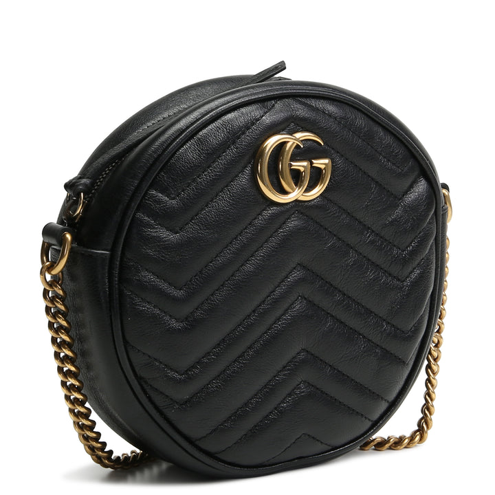 Gucci GG Marmont Mini Round Crossbody - Venta final de salida negra