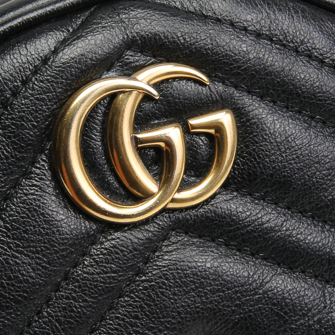 Gucci GG Marmont Mini Round Crossbody - Venta final de salida negra