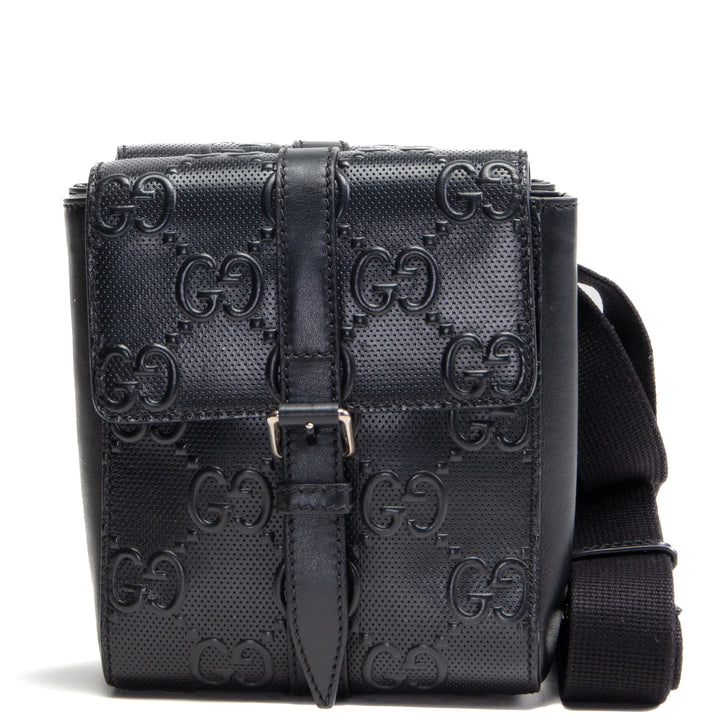 Bolso de cinturón doble en relieve Gucci GG - Negro