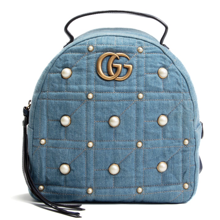 Gucci denim perla gg marmont mochila