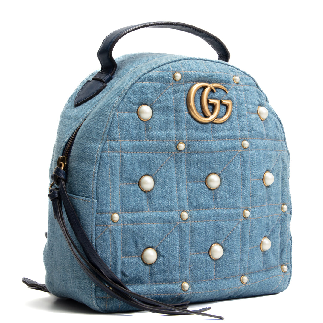 Gucci denim perla gg marmont mochila