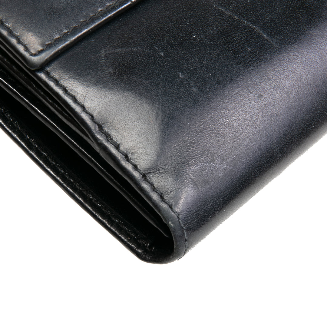 Gucci Vintage Leather Long Wallet Black - Outlet Final Sale