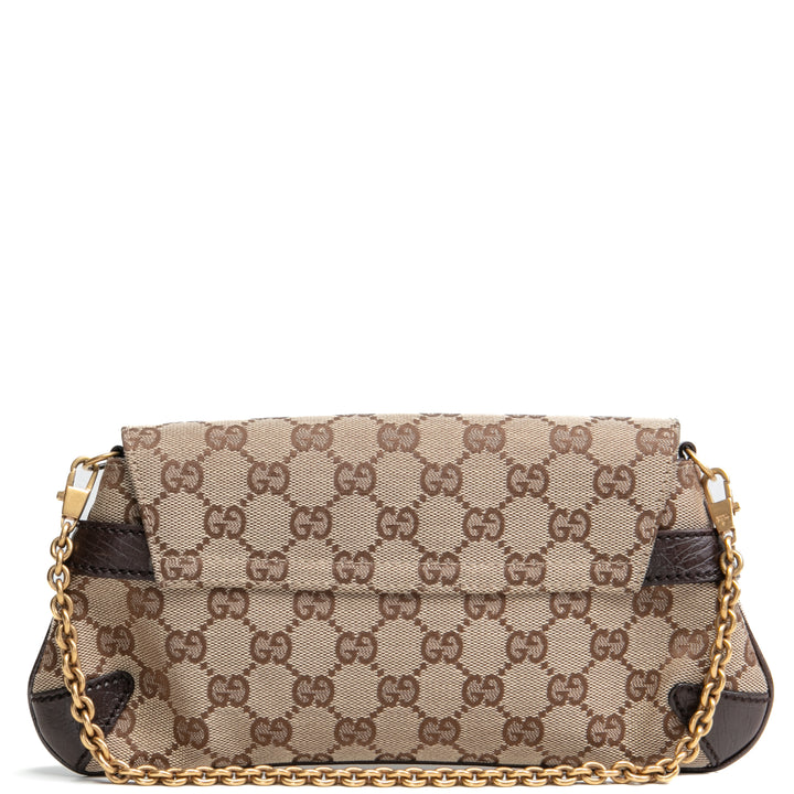 Bolso de hombro de la cadena de caballos de lienzo Gucci GG