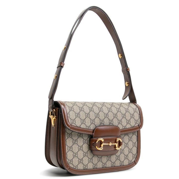 Gucci Horsebit 1955 Bolso de hombro pequeño GG Supreme con marrón