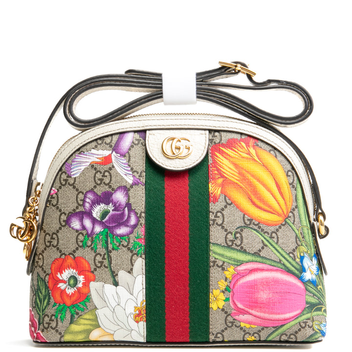 Gucci GG Supreme Flora Ophidia Small Crossbody-White Outlet Final Venta