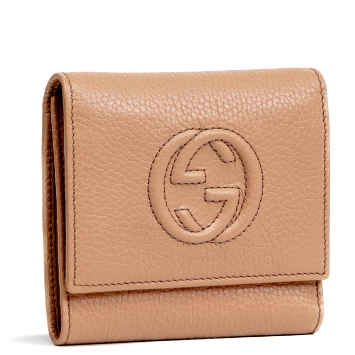 GUCCI Leather Soho Trifold Wallet- Nude OUTLET FINAL SALE