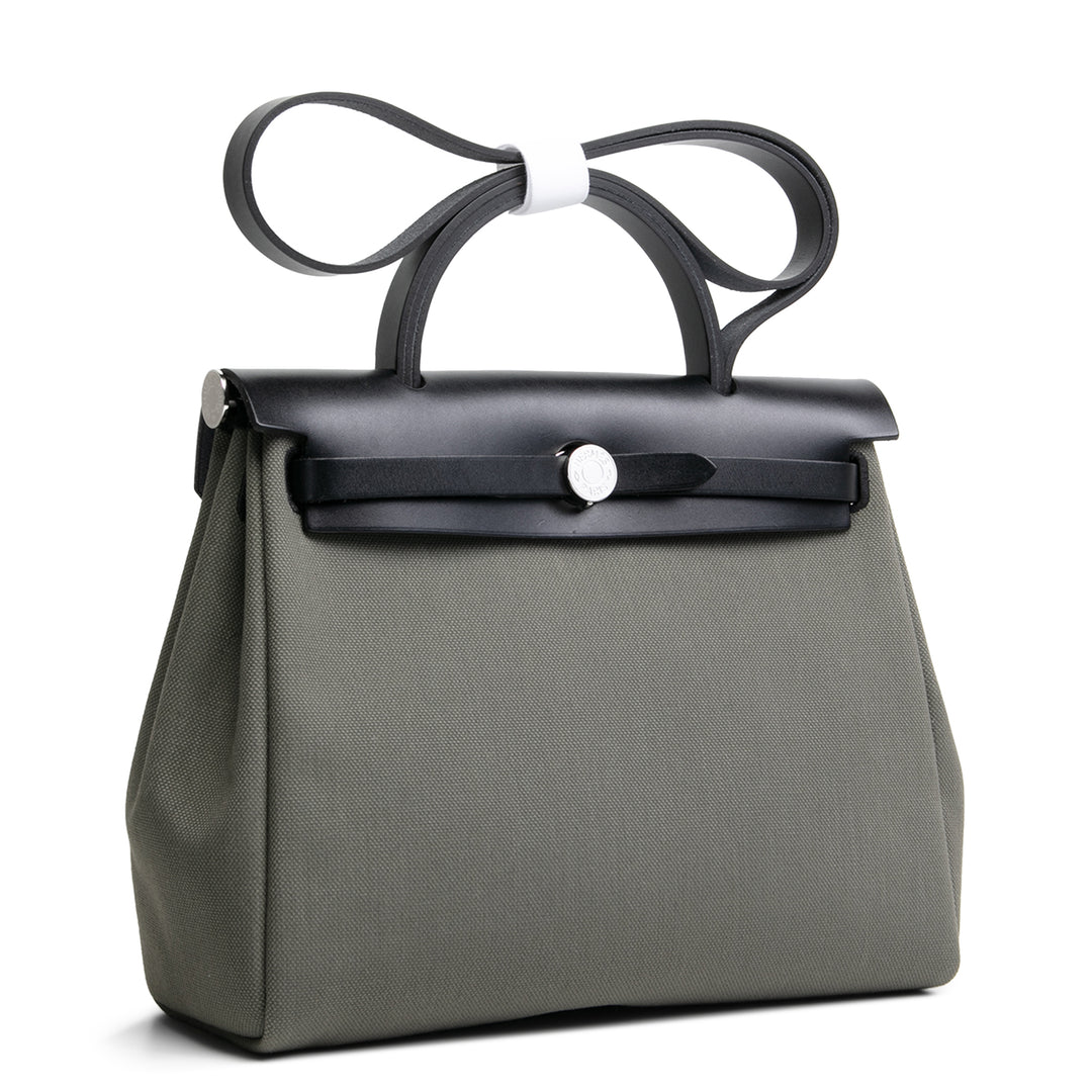 Hermes Herbag Zip Returne 31 Vert de Gris/Noir- Dark Green/Black