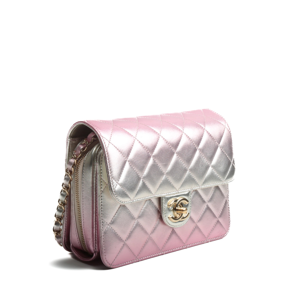 Chanel como una solapa de billetera - Metálico Pink