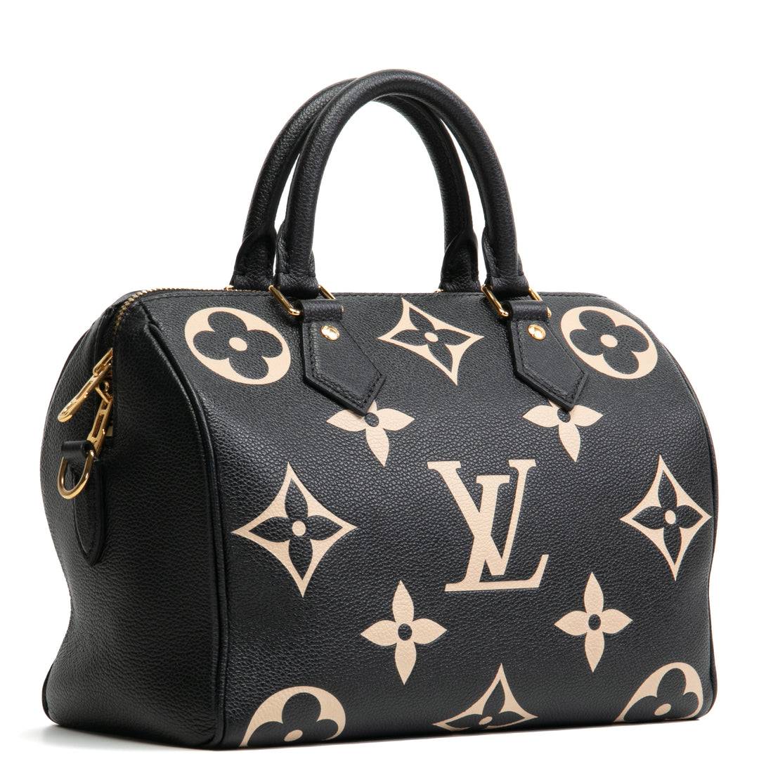 Louis Vuitton Monogram Empreinte Bicolor Speedy Bandouliere 25 - Negro/Beige