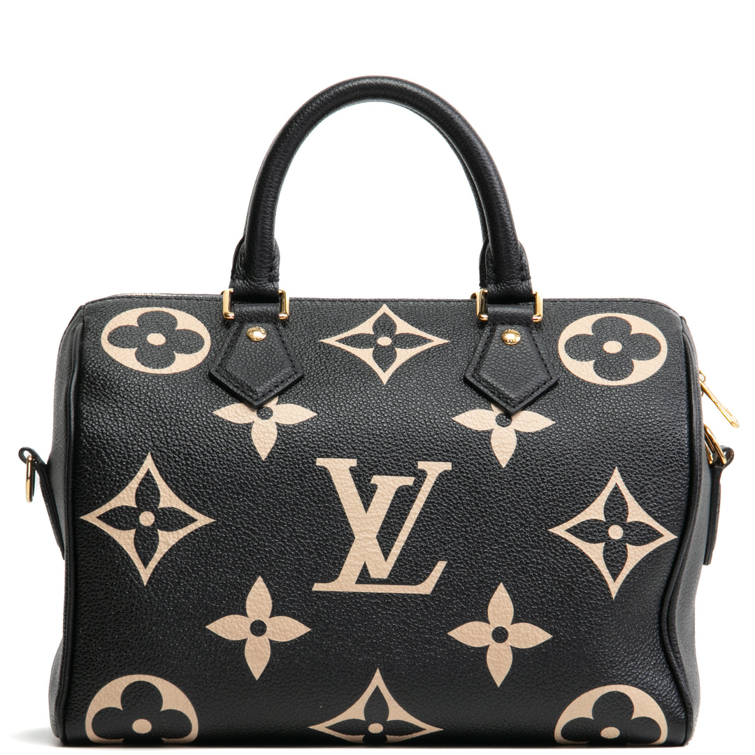 Louis Vuitton Monogram Empreinte Bicolor Speedy Bandouliere 25 - Negro/Beige