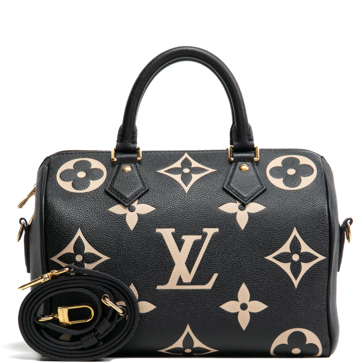 Louis Vuitton Monogram Empreinte Bicolor Speedy Bandouliere 25 - Negro/Beige