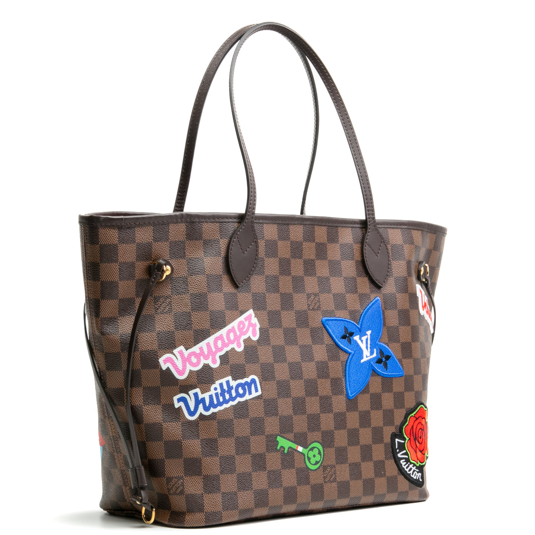 Louis Vuitton Limited Edition Damier Ebene Travel Patches Hunfull mm con bolsa