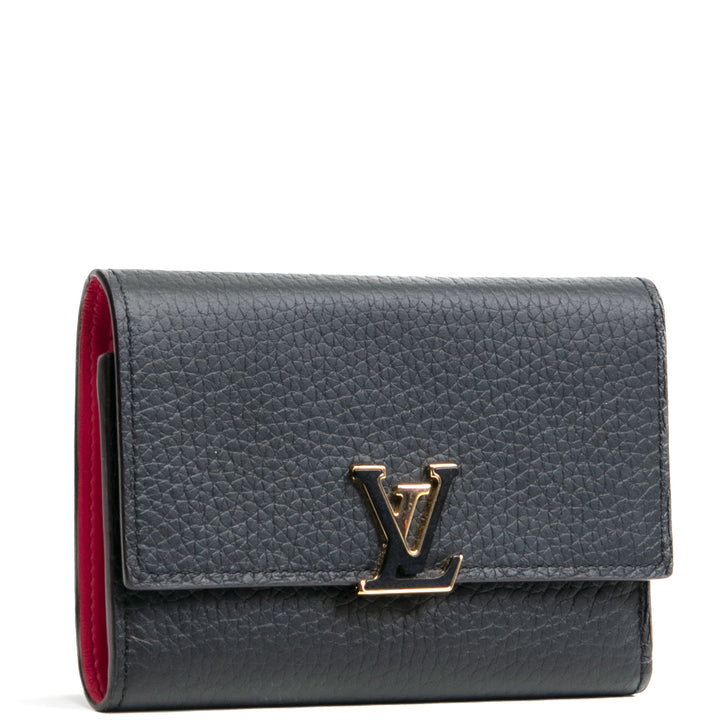 Louis Vuitton Capucines Compact Wallet- Negro con rosa