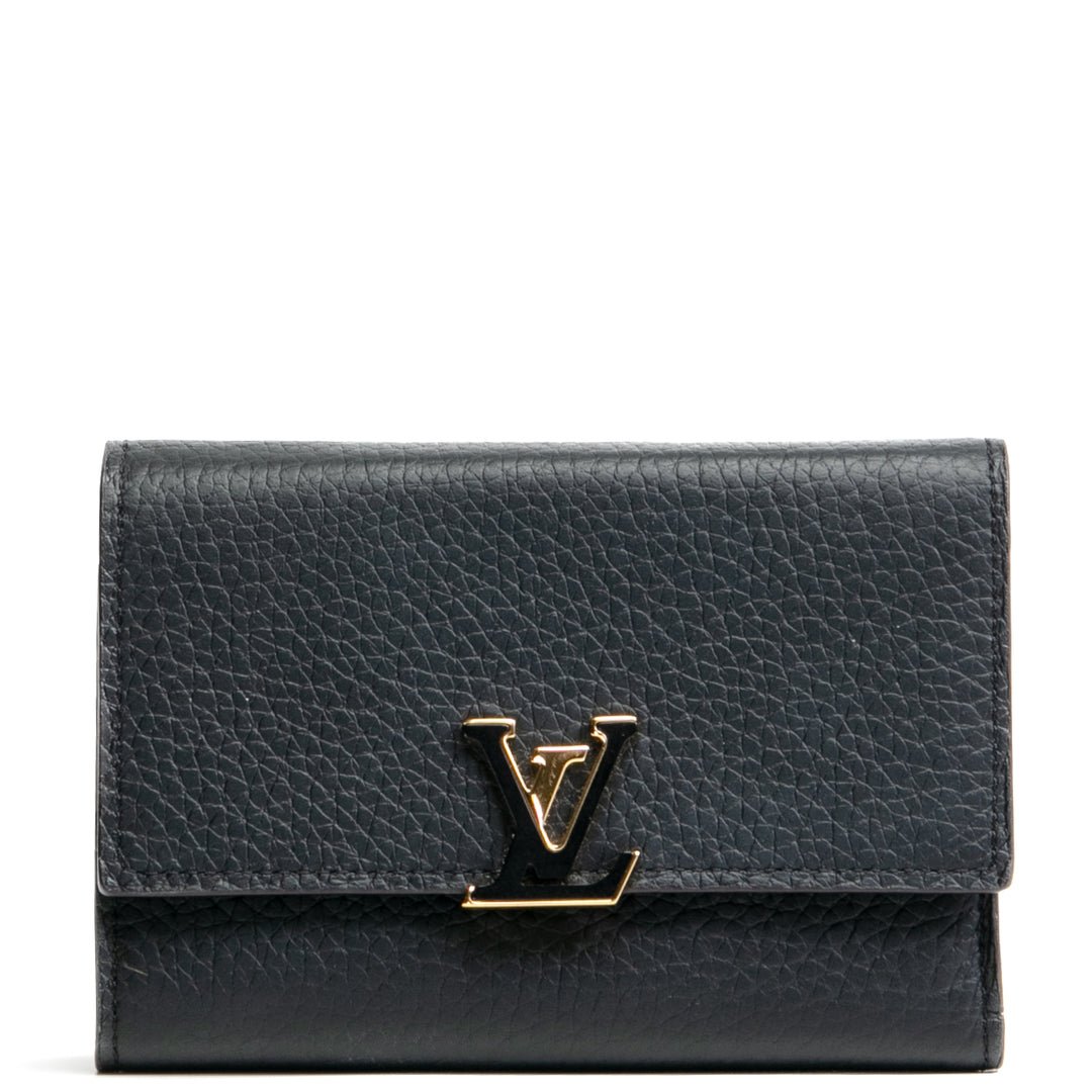 Louis Vuitton Capucines Compact Wallet- Negro con rosa