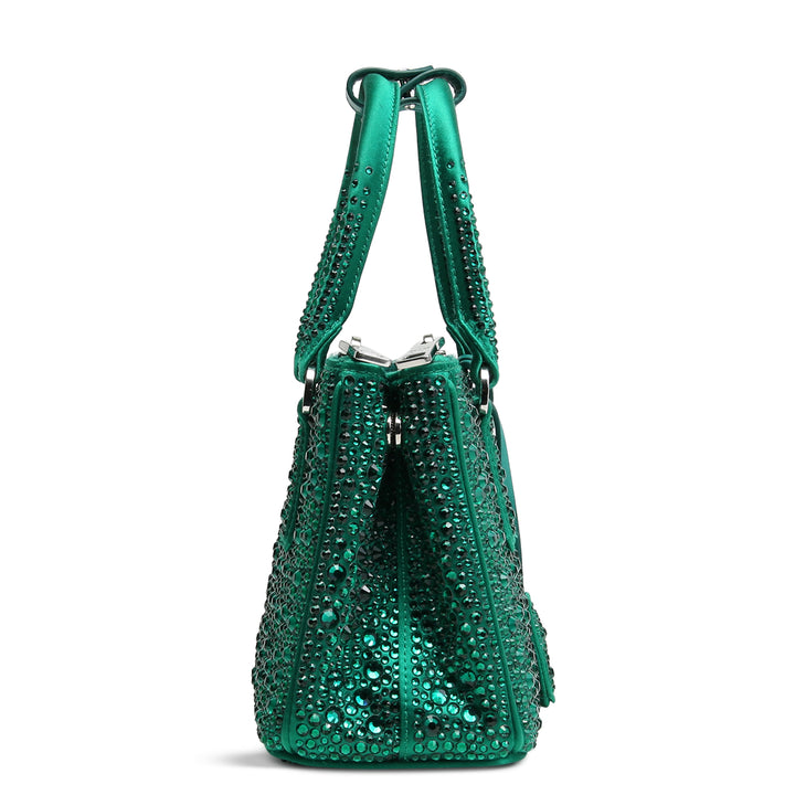 Prada Galleria Satin Crystal Mini Bag - Verde