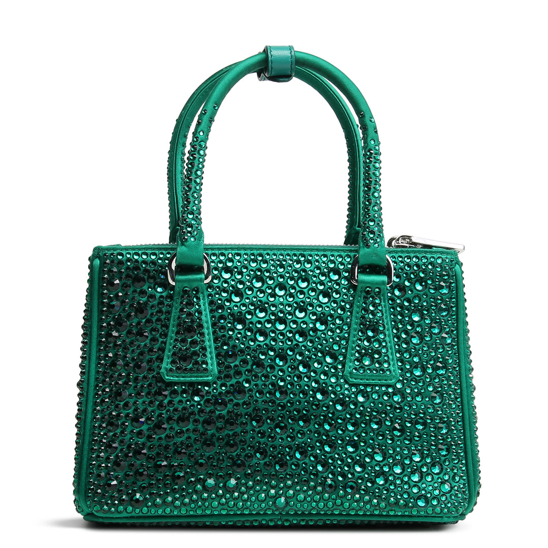 Prada Galleria Satin Crystal Mini Bag - Verde