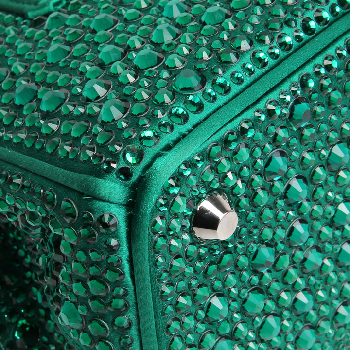 Prada Galleria Satin Crystal Mini Bag - Verde