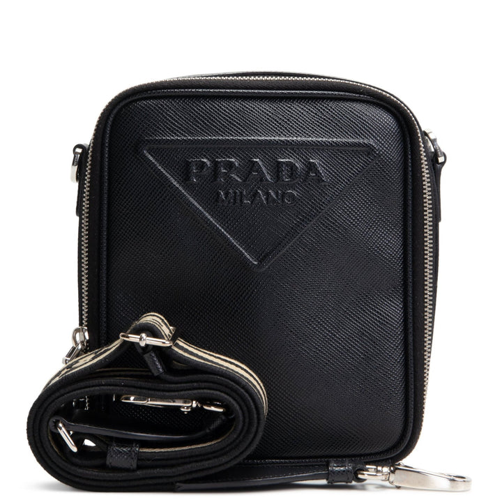 Crossbody de hombro de cuero Prada Saffiano - Negro