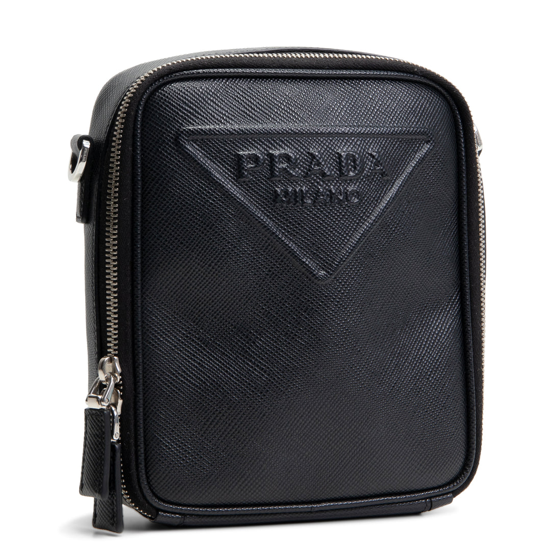 Crossbody de hombro de cuero Prada Saffiano - Negro