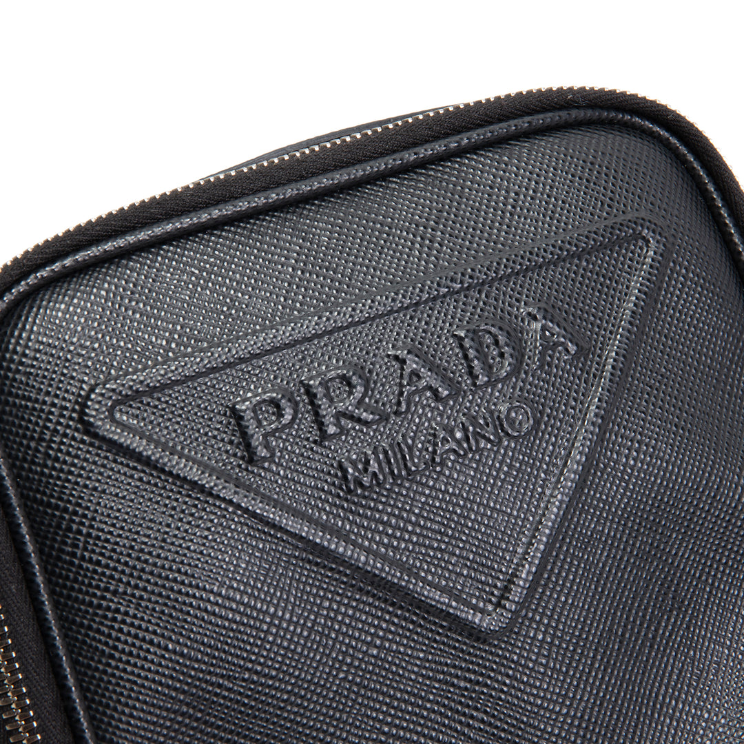 Crossbody de hombro de cuero Prada Saffiano - Negro