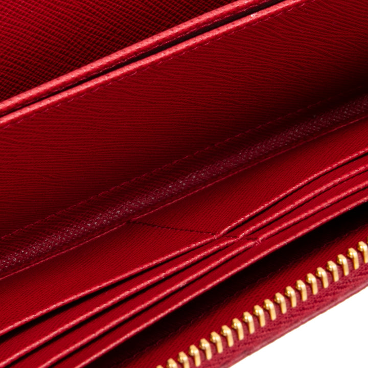 Prada Saffiano Lux Leather Willet Continental - Rojo