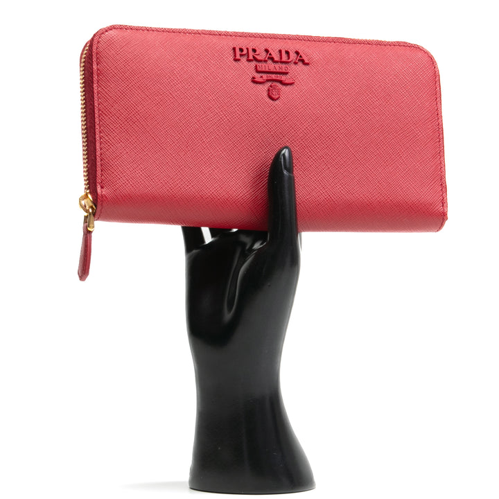 Prada Saffiano Lux Leather Willet Continental - Rojo