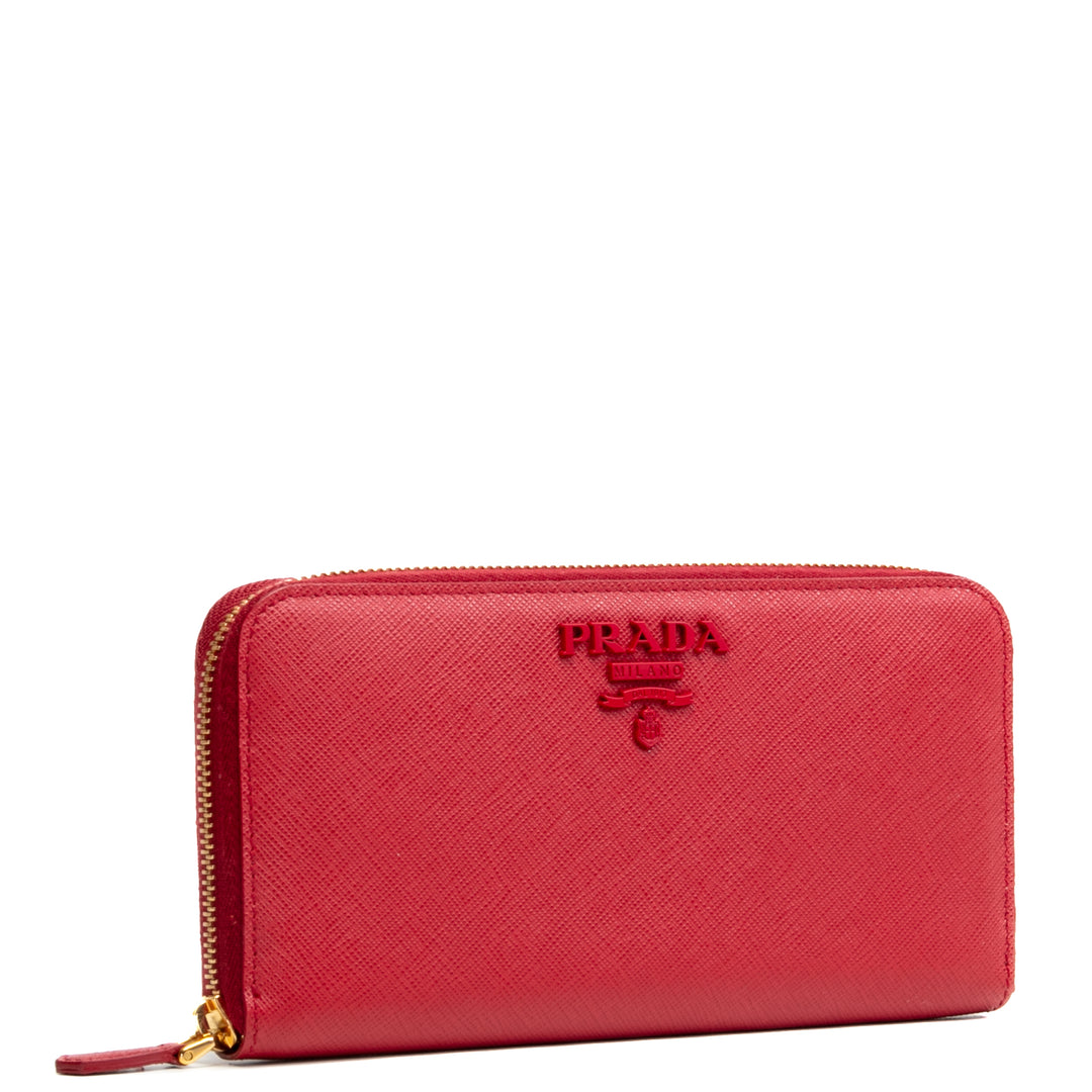 Prada Saffiano Lux Leather Willet Continental - Rojo